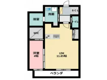 ル・リオンクリーク(1LDK/3階)の間取り写真