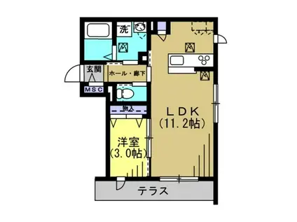 パークヒル観音(1LDK/1階)の間取り写真