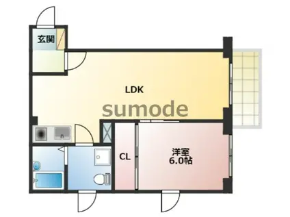 メゾン ジュニ(1LDK/2階)の間取り写真