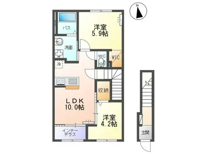 エトワール キリ(2LDK/2階)の間取り写真