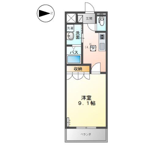 カントリードール(1K/1階)の間取り写真