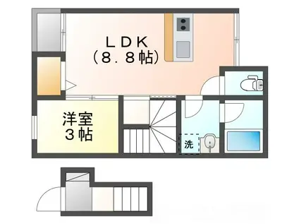 カプラン小野天神(1LDK/2階)の間取り写真