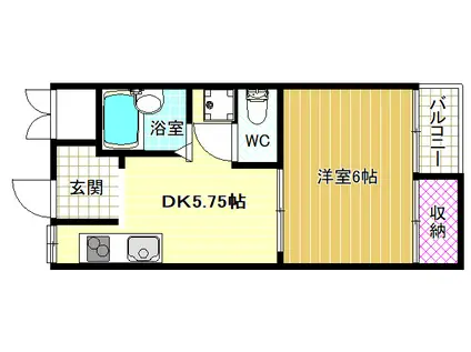 善積ハイツ(1DK/2階)の間取り写真