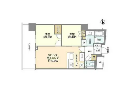 ブランズタワー大船(2LDK/15階)の間取り写真