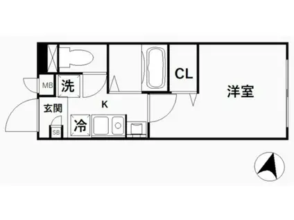 CREAL王子サウス(1K/2階)の間取り写真