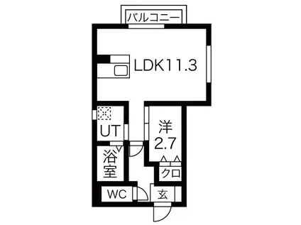 HALE AKARA(1LDK/3階)の間取り写真