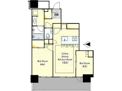 ステーションスカイタワー小田急相模原(2LDK/22階)の間取り写真