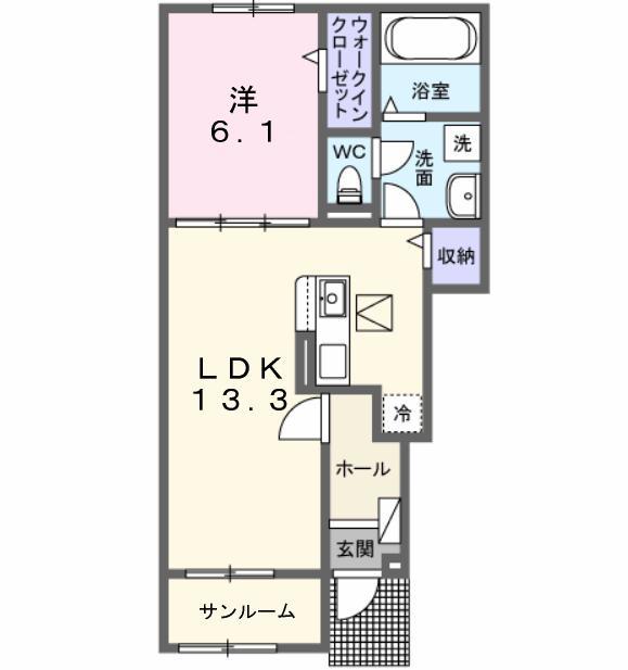 関東鉄道常総線 ゆめみ野駅 徒歩10分 2階建 新築(1LDK/1階)の間取り写真