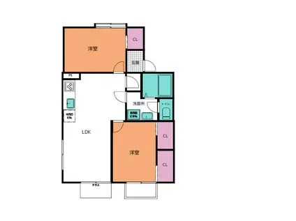 グランディール八乙女A棟(2LDK/1階)の間取り写真