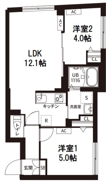 レピュア旗の台レジデンス(2LDK/2階)の間取り写真