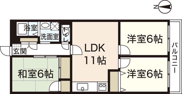 ハイムN 3(3LDK/3階)の間取り写真