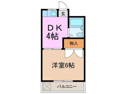 ヒルズ池下(1DK/2階)の間取り写真