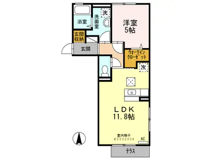 ウッドビレッジ五番館(1LDK/1階)の間取り写真