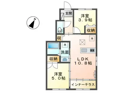 エイコンフィールドI(2LDK/1階)の間取り写真