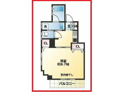 アクシスフロー(1K/3階)の間取り写真