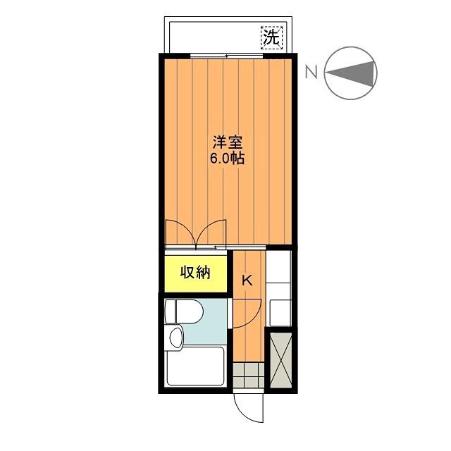 ユースハイム(1K/2階)の間取り写真