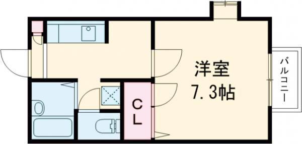 プルミエ(1K/1階)の間取り写真