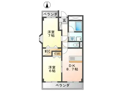 ラ・フォンターナ(2DK/6階)の間取り写真