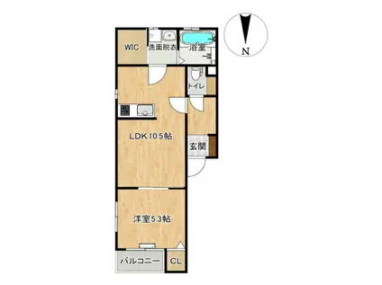 グランドブルー大野(1LDK/1階)の間取り写真