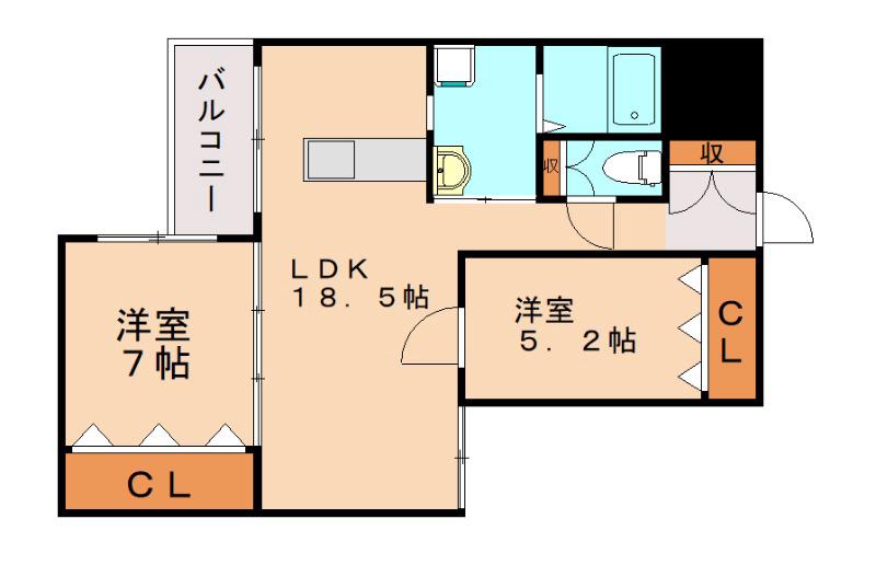 KSK中須コアプレイス(2LDK/5階)の間取り写真