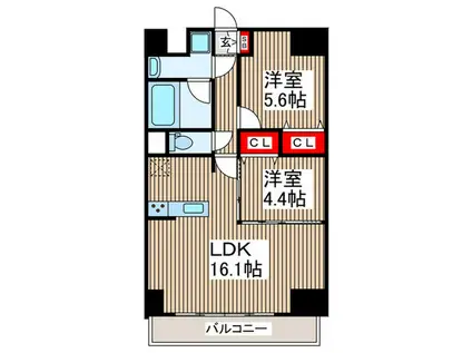 BELLE DEMEURE K(2LDK/1階)の間取り写真