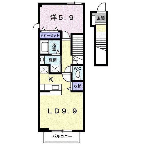シャン・ミリューIIC(1LDK/2階)の間取り写真