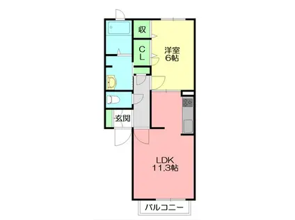 グリーンヴィラ(1LDK/2階)の間取り写真