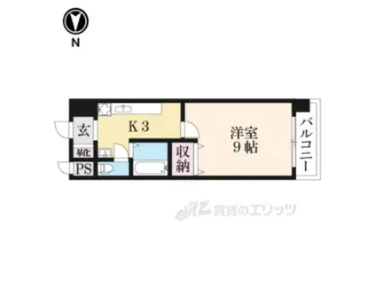 ハウスセゾン御所南(1K/15階)の間取り写真