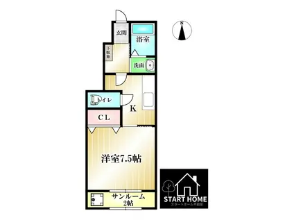 プリマヴェーラ13(1K/1階)の間取り写真