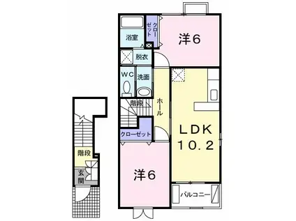 モリハイツ(1K/1階)の間取り写真