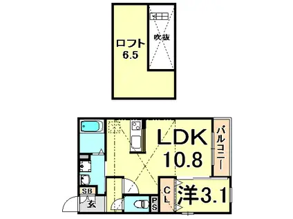 ロータス(1LDK/2階)の間取り写真