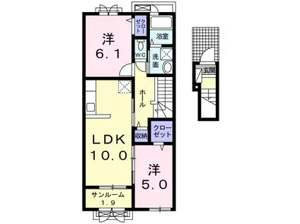 グランツ .ベル(2LDK/2階)の間取り写真