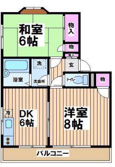 コーポ朝倉A棟(2DK/1階)の間取り写真