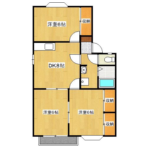 グランドール中井A(3DK/2階)の間取り写真