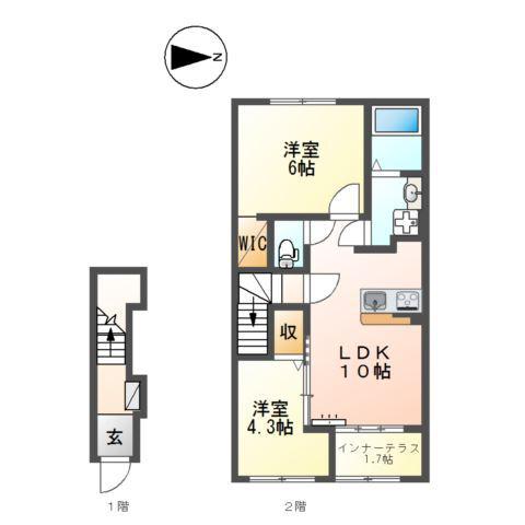 SERENATA SASAYAMA(2LDK/2階)の間取り写真