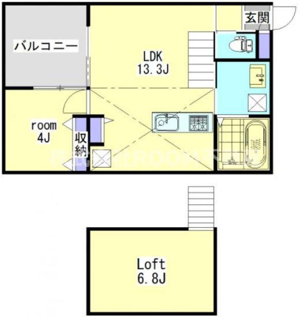 PALAZZO A棟(1LDK/2階)の間取り写真