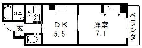ファンライフ小阪(1DK/1階)の間取り写真
