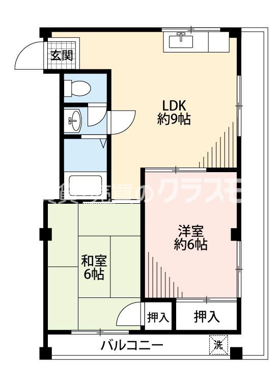 谷口ハイツ(2LDK/4階)の間取り写真