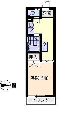 コーポ秀山(ワンルーム/2階)の間取り写真