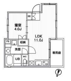 FARE恵比寿(1LDK/1階)の間取り写真