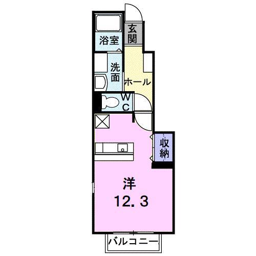 フリーデB(ワンルーム/1階)の間取り写真