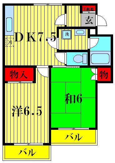 ストークプラザ・S(2DK/2階)の間取り写真