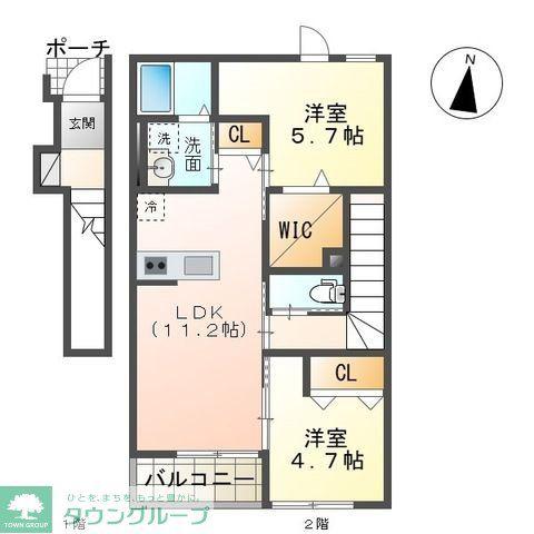 NFコーポ1号館(2LDK/2階)の間取り写真