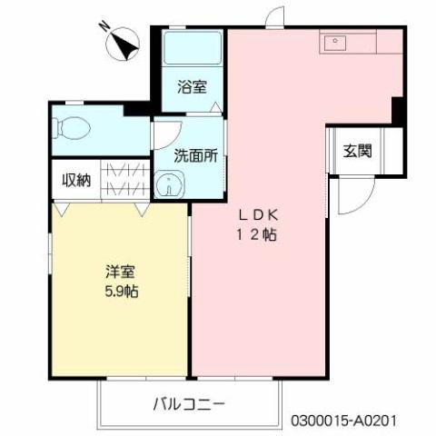 カームネス(1LDK/2階)の間取り写真