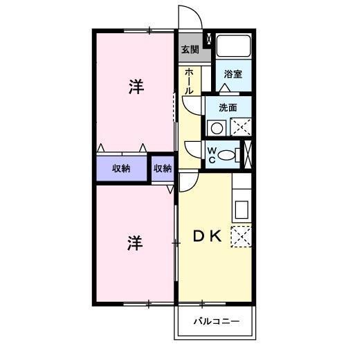 エーデルハイムG(2DK/2階)の間取り写真