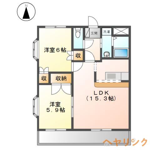 エメラルド・ノービレI(2LDK/3階)の間取り写真