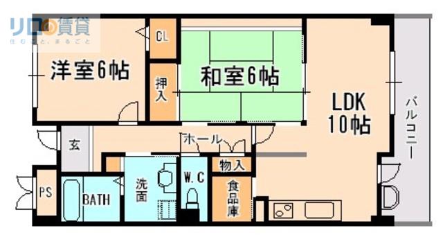 チトセプラザ(2LDK/1階)の間取り写真