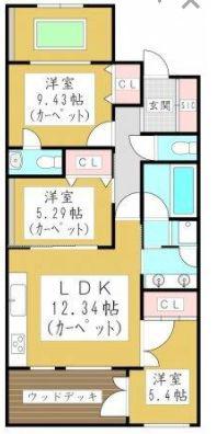 ラシーヌ ド ラブーレ(3LDK/2階)の間取り写真