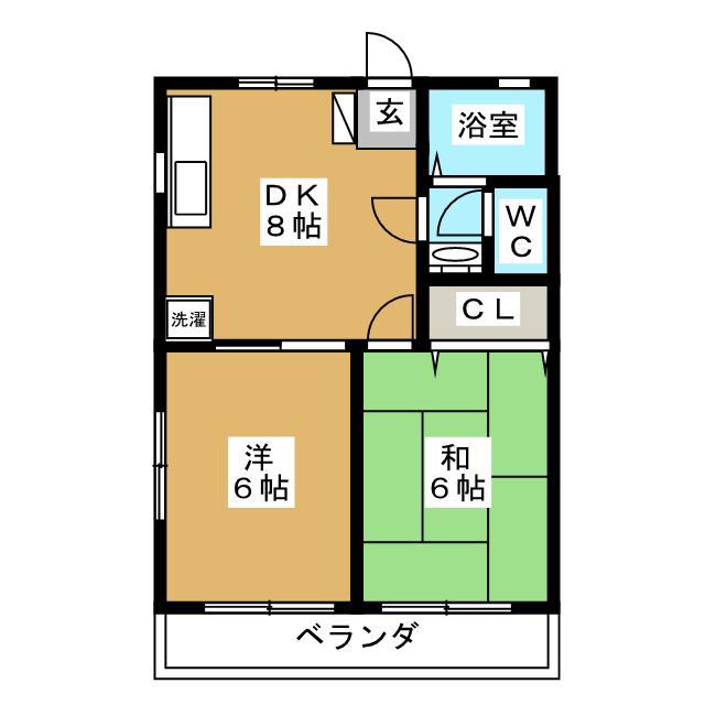 グランドソレーユ(2DK/1階)の間取り写真