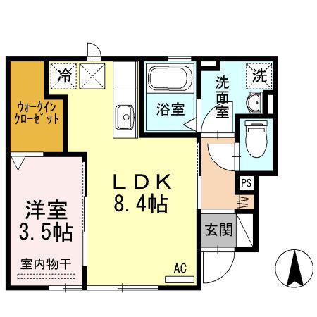 カーサ レイール(1LDK/1階)の間取り写真